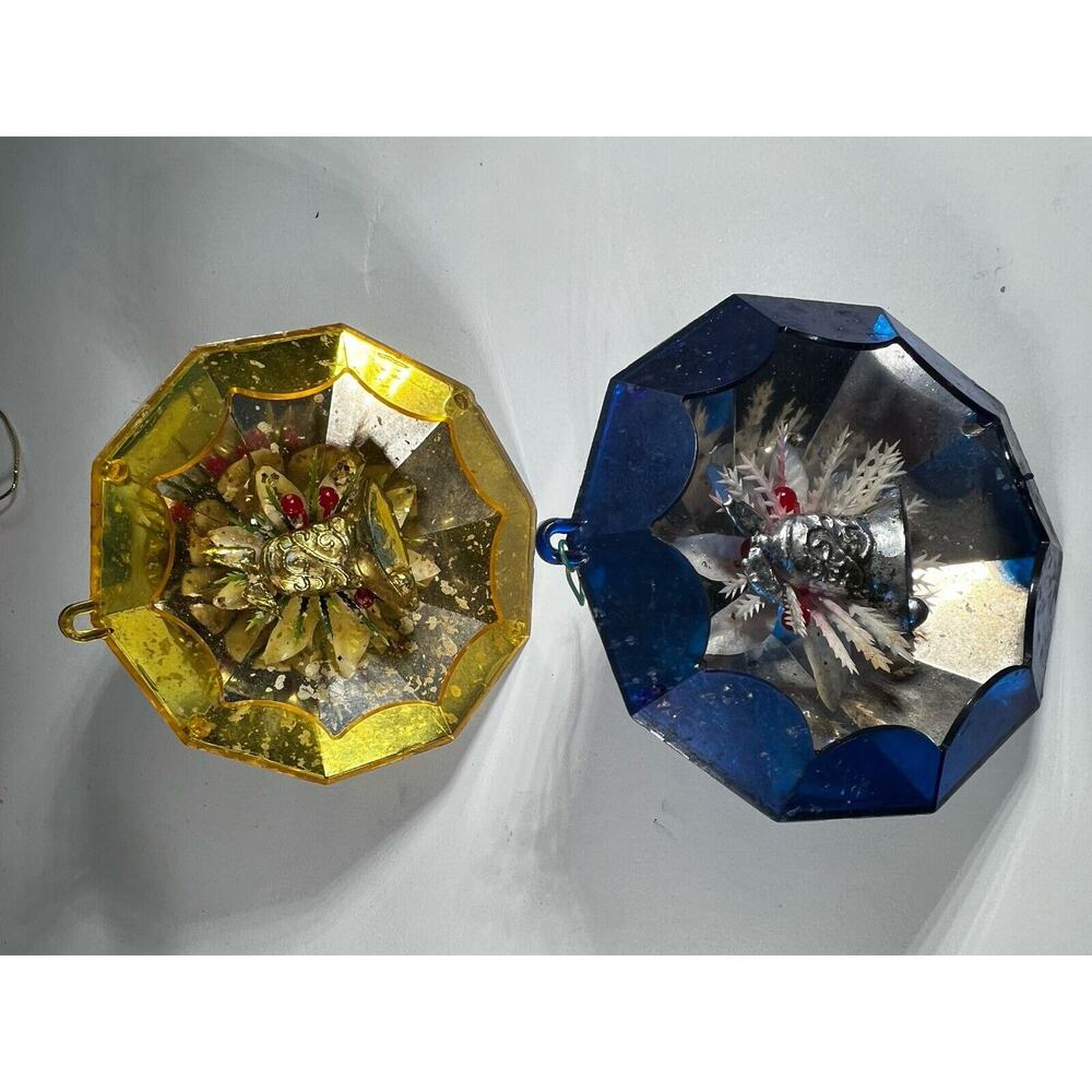 Vintage Jewel Brite Jewelbrite Decagon Diorama Plastic Reflecter Ornaments 2 Pc